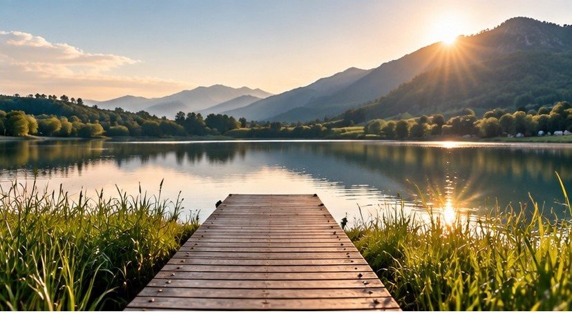 Un ponton au bord d’un lac